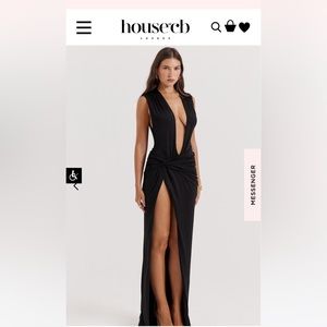 House of CB LARELLE BLACK PLUNGE MAXI DRESS